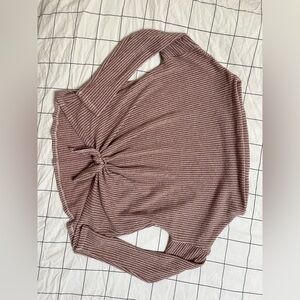 Women's mts Off the Shoulder Long Sleeve Tunic Knit Top | Tie Front | Sz: S